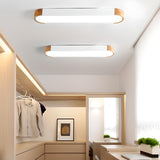 Hallway Wooden Rectangular Flush Mount Ceiling Light Image - 1