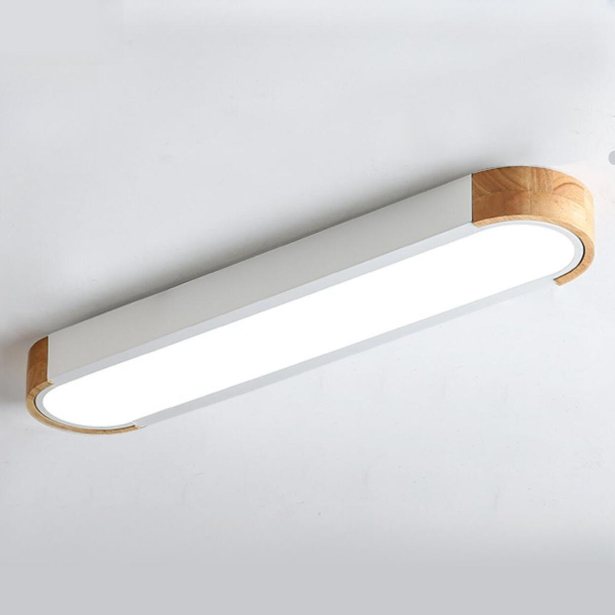 Hallway Wooden Rectangular Flush Mount Ceiling Light Image - 12