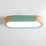 Hallway Wooden Rectangular Flush Mount Ceiling Light Image - 14