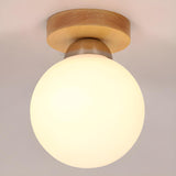 Hallway Wooden Trapezoid Semi-Flush Mount Ceiling Light Image - 2