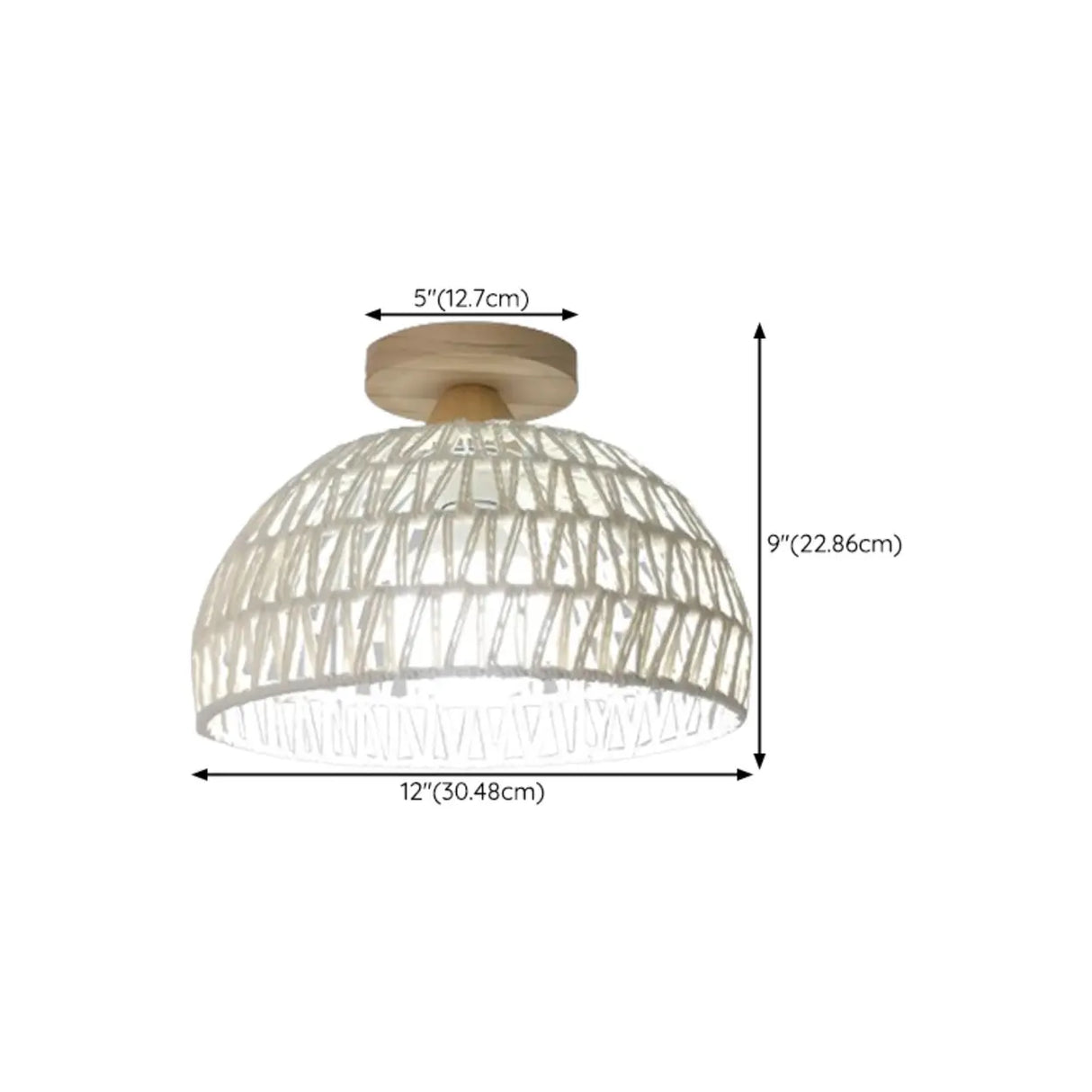 Hallway Woven Dome Semi-Flush Mount Ceiling Light 