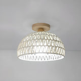 Hallway Woven Dome Semi-Flush Mount Ceiling Light Image - 2