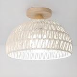 Hallway Woven Dome Semi-Flush Mount Ceiling Light Image - 4