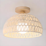 Hallway Woven Dome Semi-Flush Mount Ceiling Light Image - 5