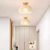 Hallway Woven Dome Semi-Flush Mount Ceiling Light Image - 9