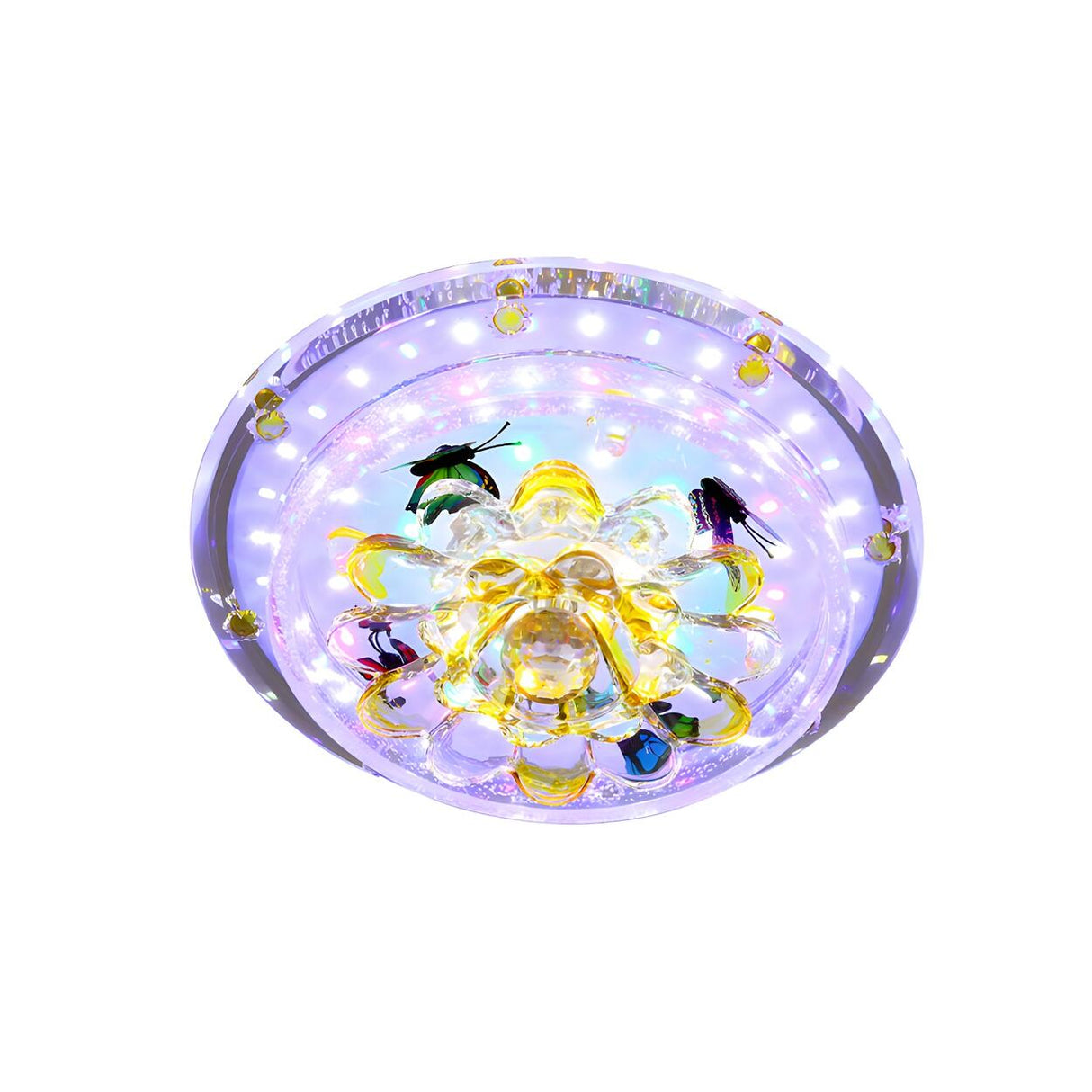 Hallway Yellow Flower Crystal LED Flush Mount Light Image - 3