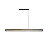 Hammered Black Linear Pendant Light Kitchen Island Image - 5