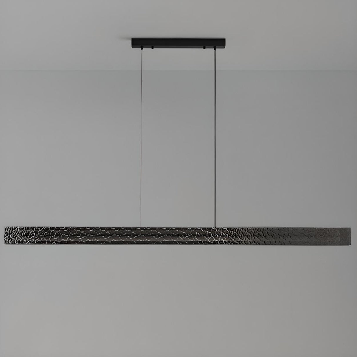 Hammered Black Linear Pendant Light Kitchen Island Image - 6