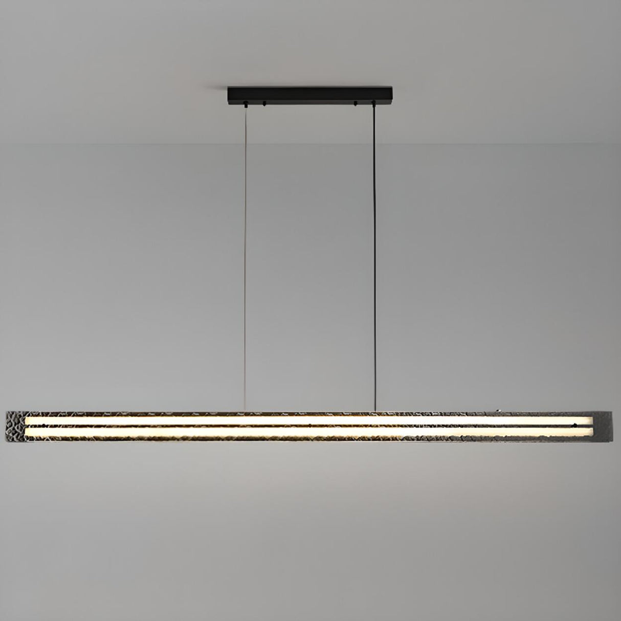 Hammered Black Linear Pendant Light Kitchen Island Image - 7