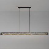 Hammered Black Linear Pendant Light Kitchen Island Image - 7