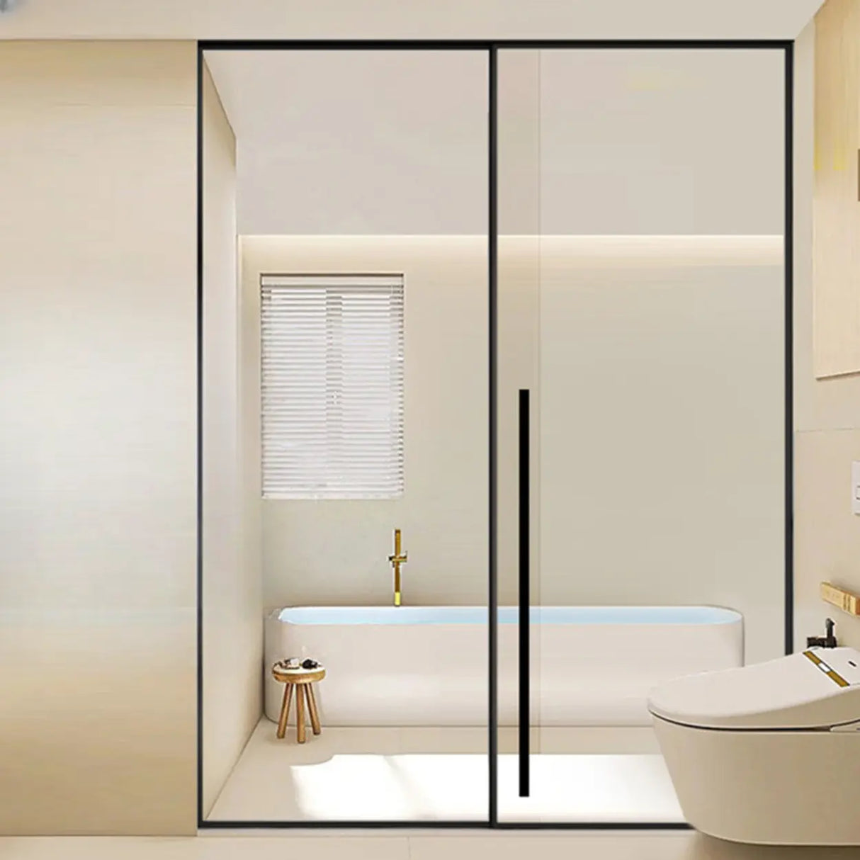 Handle Included Sliding Glass Clear Glass Shower Door Image - 1