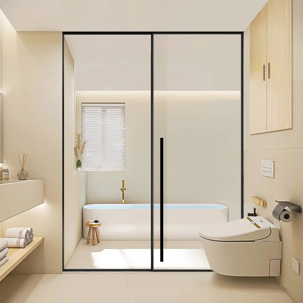 Handle Included Sliding Glass Clear Glass Shower Door Image - 3