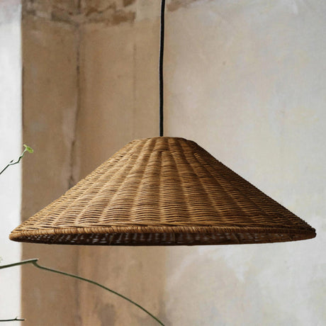 Handwoven Oriental Rattan Cone Pendant Lights Image - 1