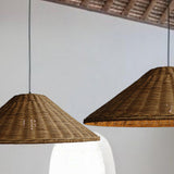 Handwoven Oriental Rattan Cone Pendant Lights Image - 17