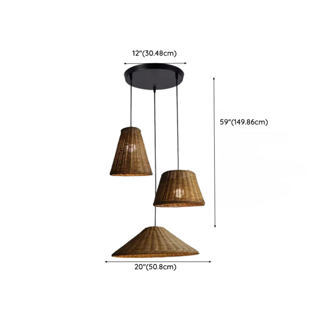 Handwoven Oriental Rattan Cone Pendant Lights Image - 23