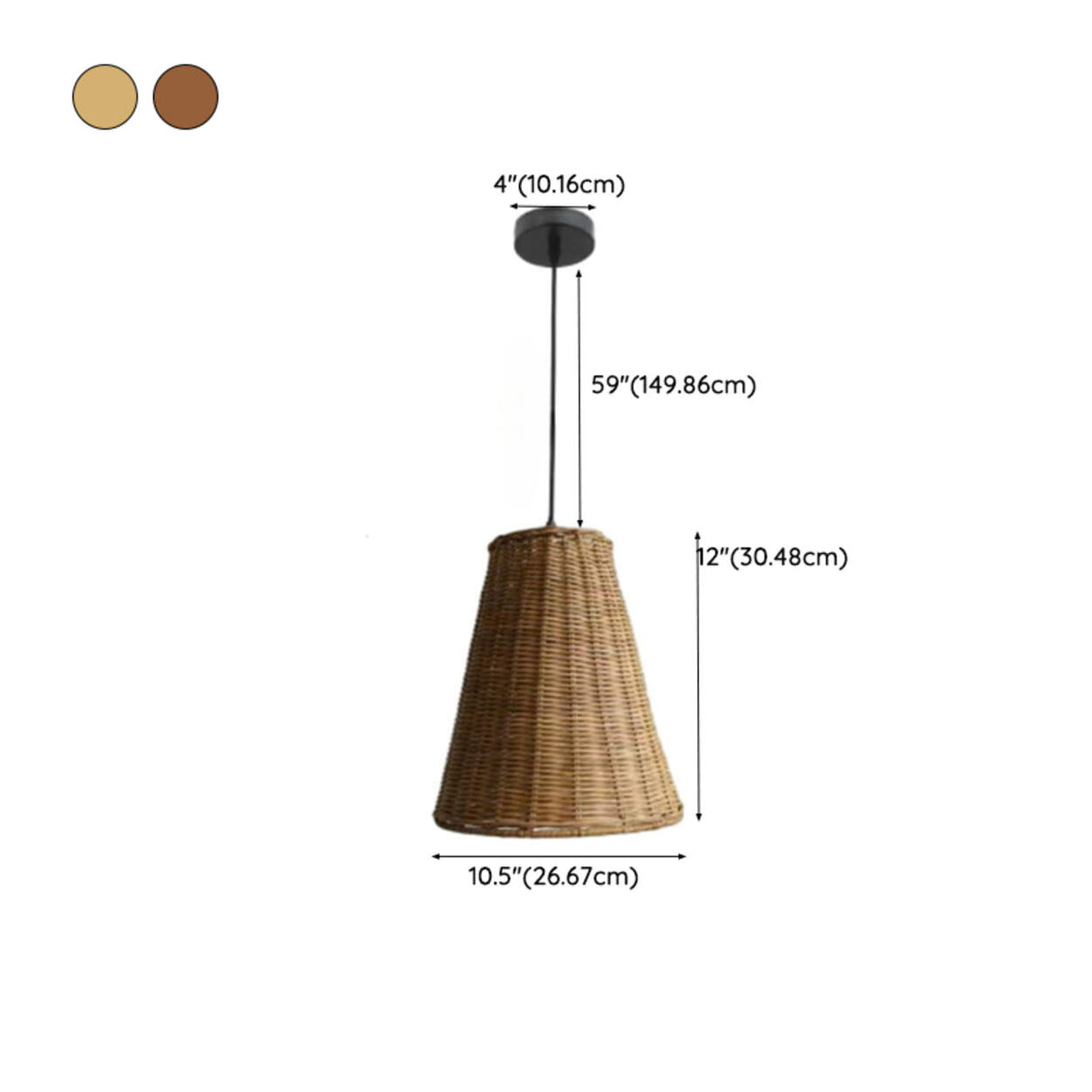 Handwoven Oriental Rattan Cone Pendant Lights Image - 25