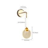 Hanging Crystal Gold Round Bedside LED Wall Sconce #size