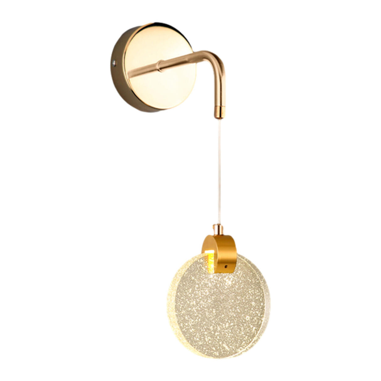 Hanging Crystal Gold Round Bedside LED Wall Sconce Image - 5