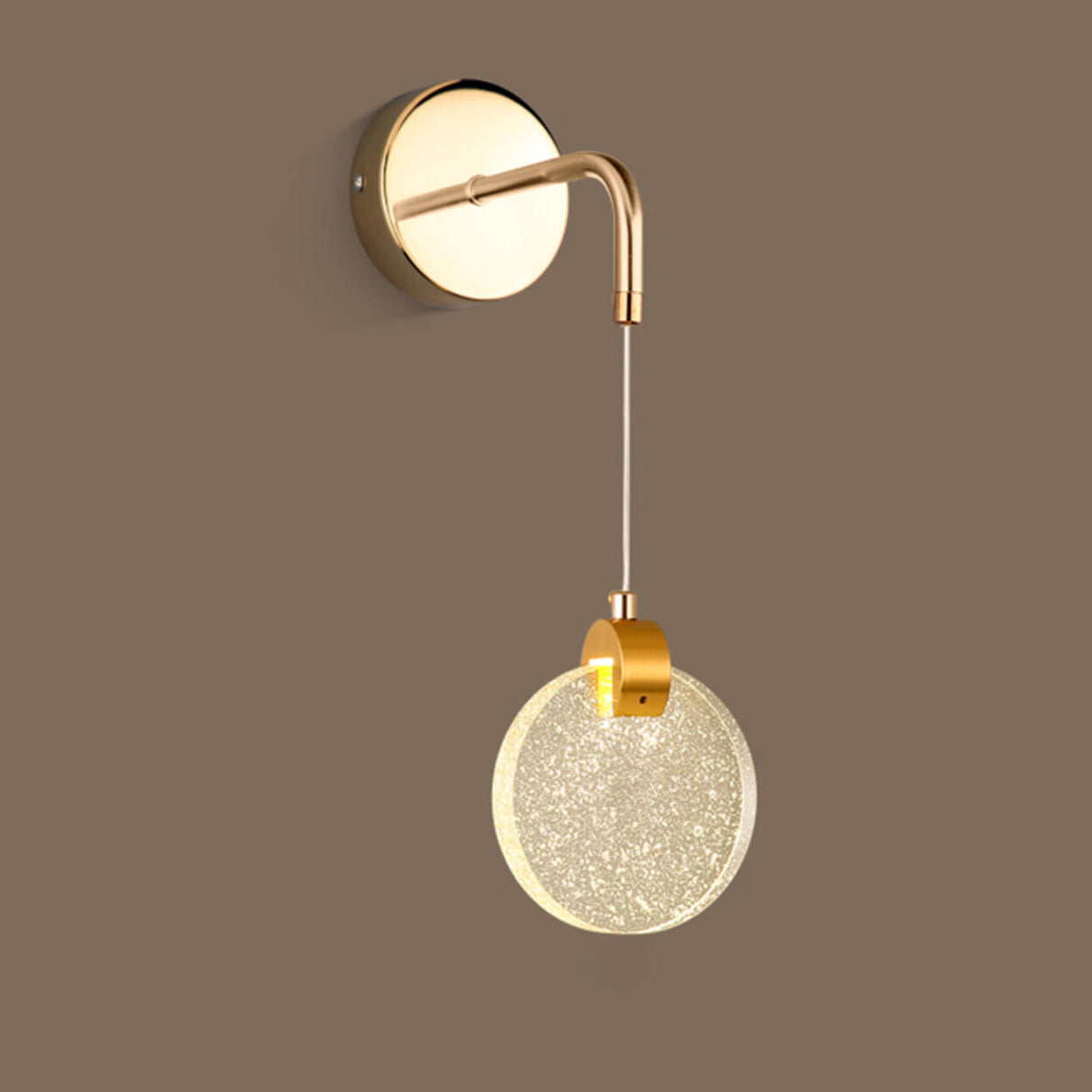 Hanging Crystal Gold Round Bedside LED Wall Sconce Image - 6