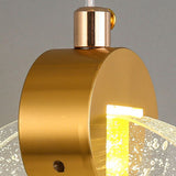 Hanging Crystal Gold Round Bedside LED Wall Sconce Image - 7