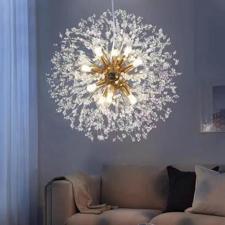 Hanging Modern Starburst Clear Crystal Chandelier Image - 1