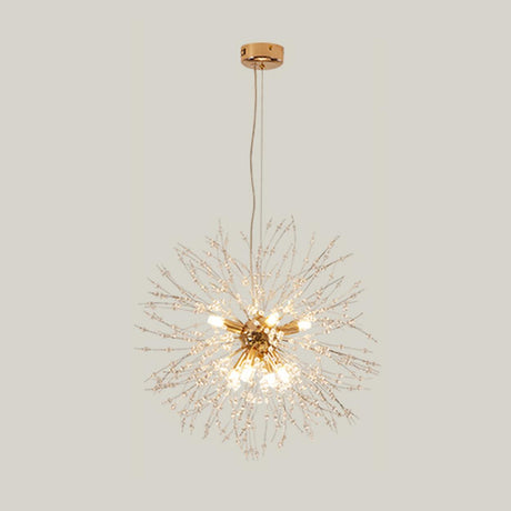 Hanging Modern Starburst Clear Crystal Chandelier Image - 2