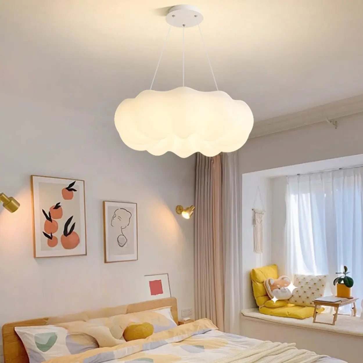 Hanging Resin Cloud Bedroom White Modern Chandeliers Image - 1