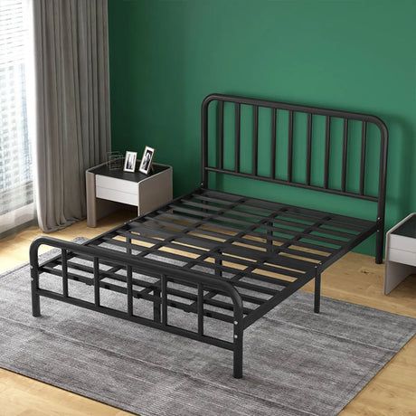 Headboard and Footboard Metal Gold Full Open-Frame Bed Image - 2