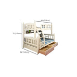 Headboard and Footboard White Wood Bunk Bed with Drawers Image - 21