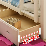 Headboard and Footboard White Wood Bunk Bed with Drawers Image - 6