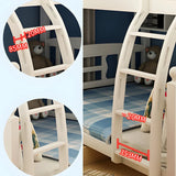 Headboard and Footboard White Wood Bunk Bed with Drawers Image - 8