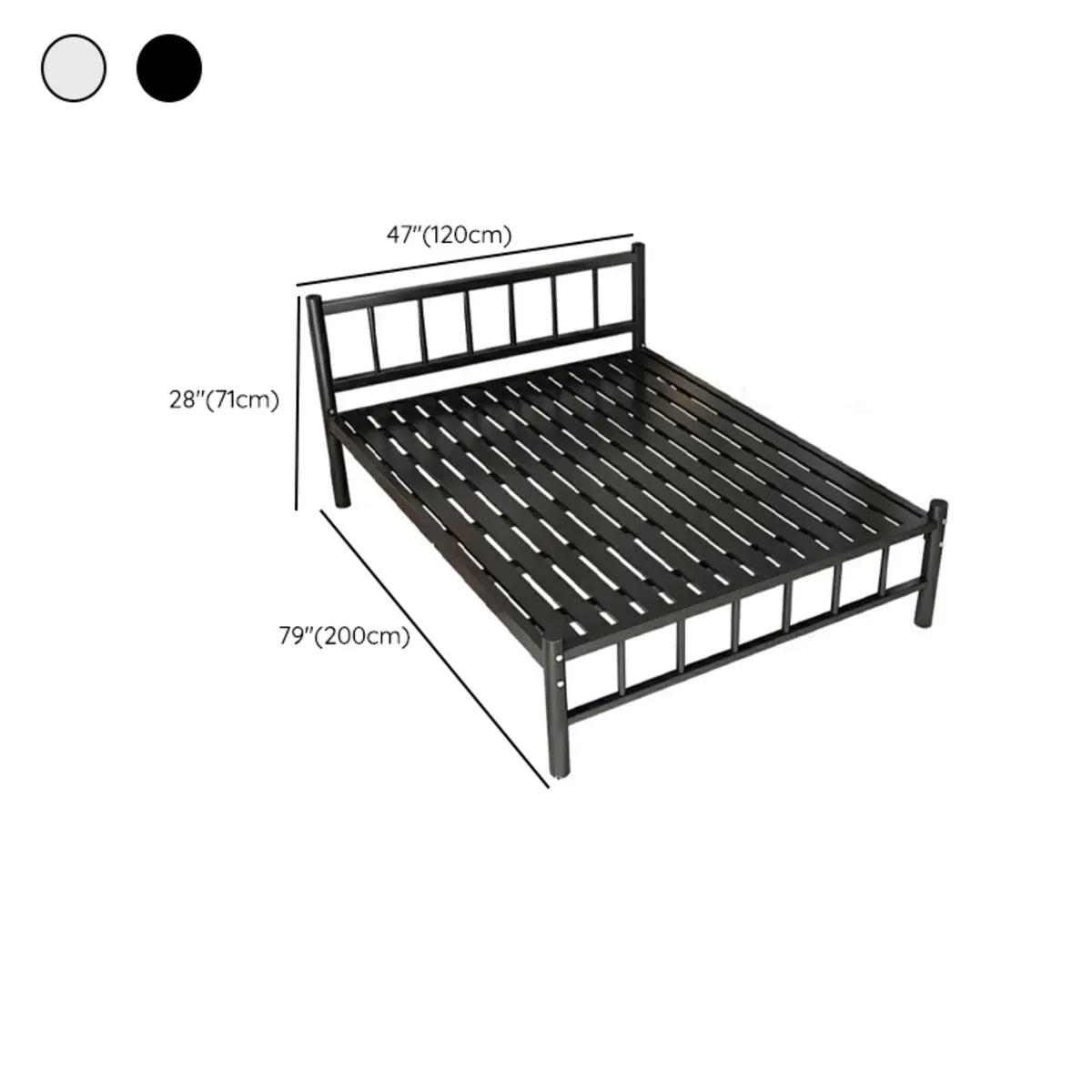 Headboard Rectangular Metal White Queen Open-Frame Bed 