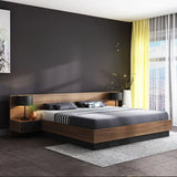 Headboard Wood Brown King Storage Bed with Mattress Image - 4