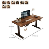 Height-Adjustable Walnut Wood T-Shape Standing Desk Image - 16