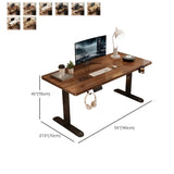 Height-Adjustable Walnut Wood T-Shape Standing Desk Image - 19