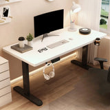 Height-Adjustable Walnut Wood T-Shape Standing Desk Image - 3