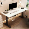 Height-Adjustable Walnut Wood T-Shape Standing Desk Image - 3