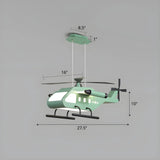 Helicopter Metal Kids Room Green LED Large Chandelier #size