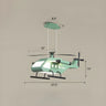 Helicopter Metal Kids Room Green LED Large Chandelier Image - 9