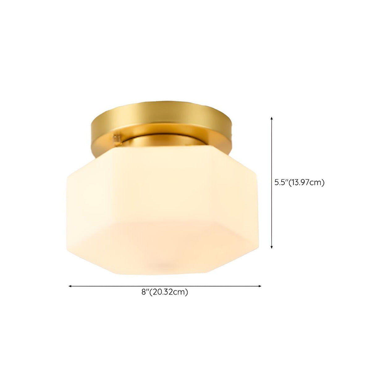 Hexagonal Cylinder Brass Modern Semi-Flush Mount Light 