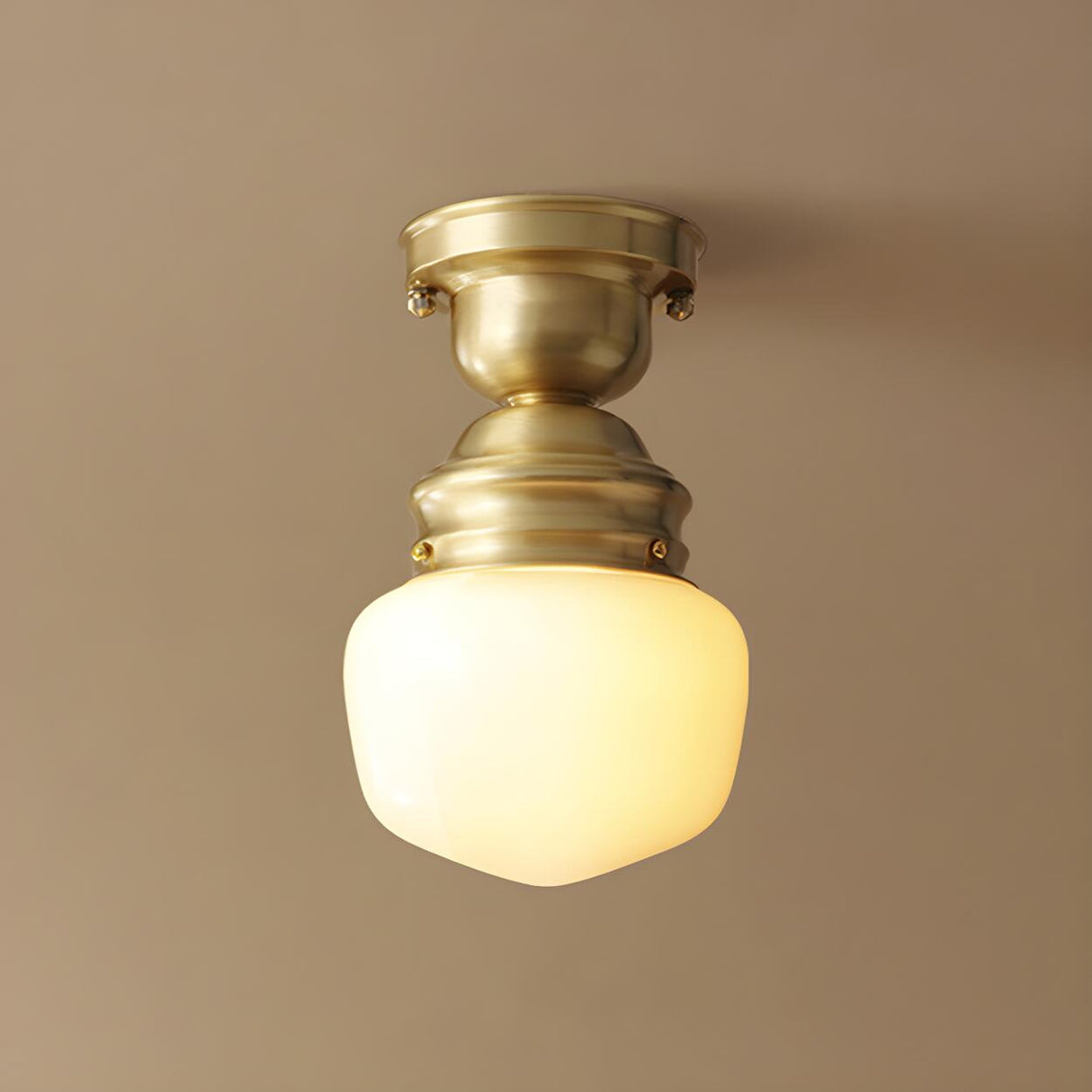 Hexagonal Cylinder Brass Modern Semi-Flush Mount Light Image - 6