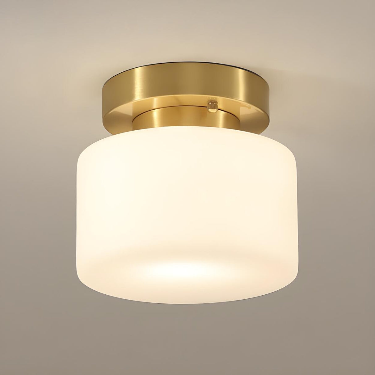 Hexagonal Cylinder Brass Modern Semi-Flush Mount Light Image - 8