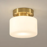 Hexagonal Cylinder Brass Modern Semi-Flush Mount Light Image - 8