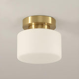 Hexagonal Cylinder Brass Modern Semi-Flush Mount Light Image - 9