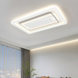 High Power White Square Bladeless Ceiling Fan Light Image - 14