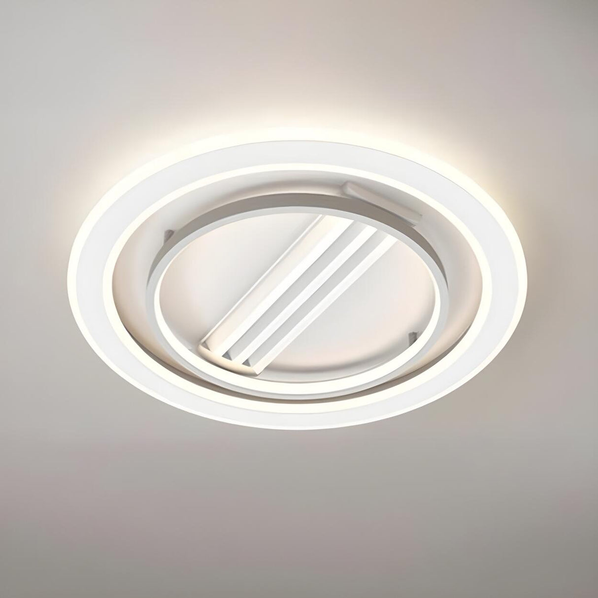 High Power White Square Bladeless Ceiling Fan Light Image - 2