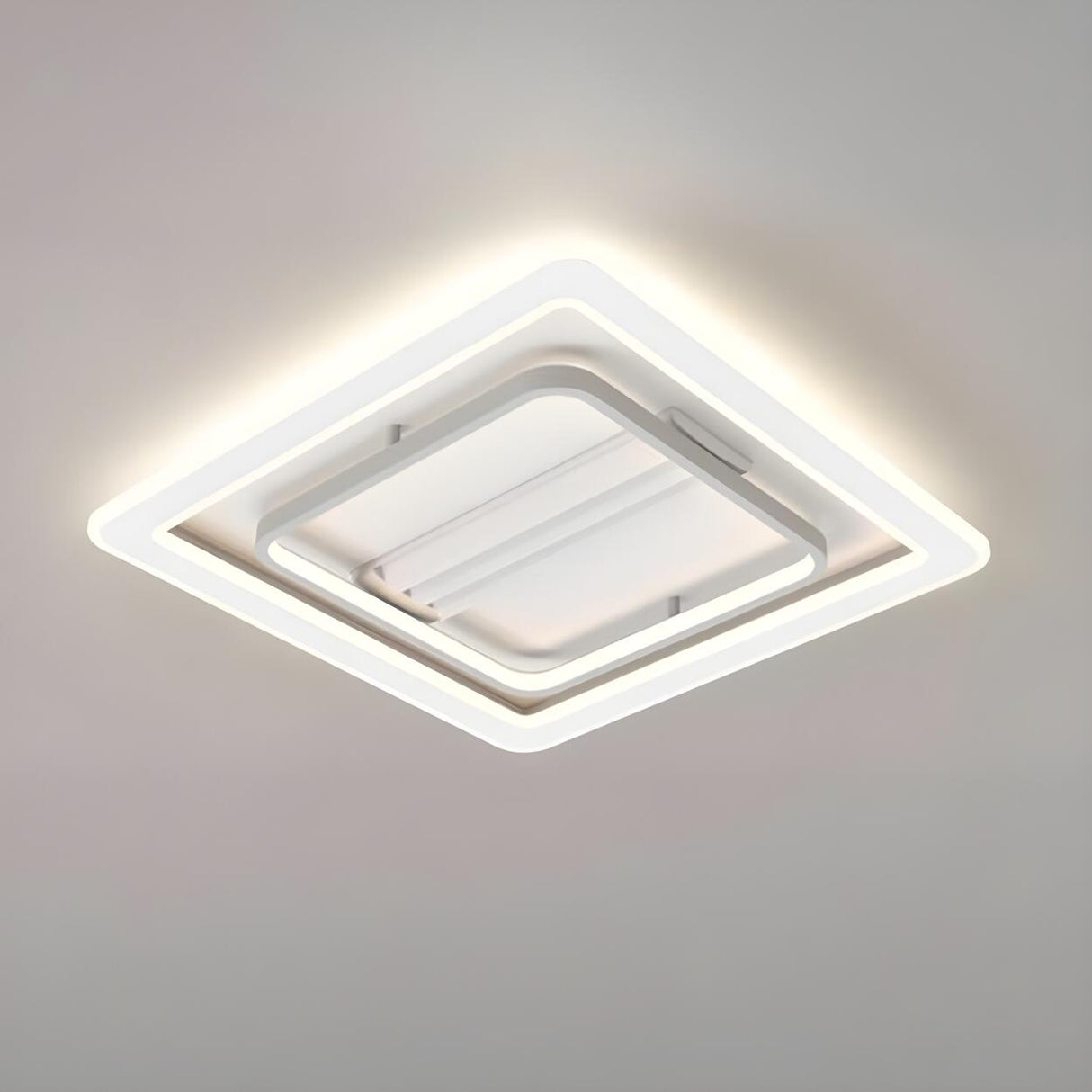 High Power White Square Bladeless Ceiling Fan Light Image - 3