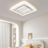 High Power White Square Bladeless Ceiling Fan Light Image - 6