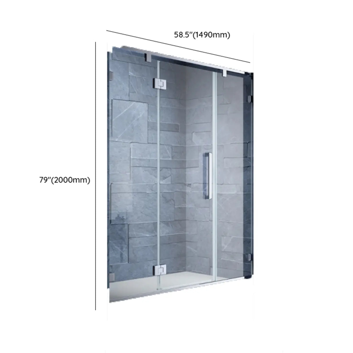 Hinged Clear Glass Frameless Shower Door with Towel Bar Image - 10