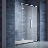 Hinged Clear Glass Frameless Shower Door with Towel Bar Image - 2